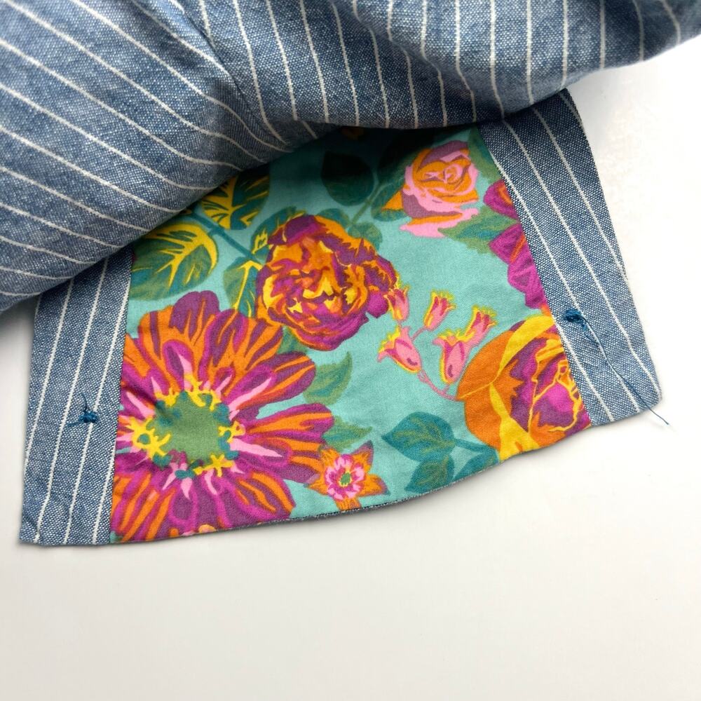 Matilda Jane Blue Stripe Ruffle Romper with Multicolor Buttons - Picture 7 of 8